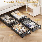Yecaye Under Bed Storage with Wheels, 2 Pack Under the Bed Storage Containers with Lids & Label, XXL 60L Rolling Underbed Sto