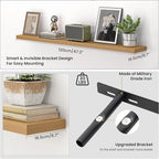 Heimlove 48 Inch Floating Shelves for Wall,Extra Long Wood Shelves Mounted Storage Hanging Shelf Invisible Bracket for Bedroo
