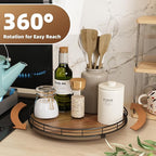 Acacia Wood 12" Lazy Susan Turntable Organizer for Table Top, Farmhouse Round Wooden Lazy Susan for Cabinet Kitchen Centerpie