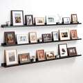 Axeman 72 Inch Floating Shelves | Black Picture Ledge Shelf Set of 3 | Rustic Wood Wall Shelves with Lip | 72" Black Picture 