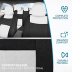 BDK PolyPro Car Seat Covers Full Set in White on Black, Front and Rear Split Bench Seat Covers for Cars, Easy to Install Car 