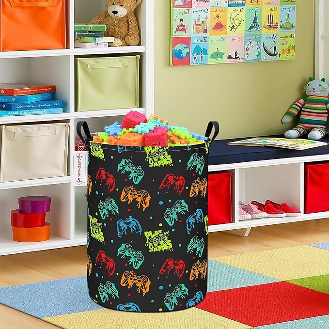 QUEENLALA Large Storage Basket,Laundry Hamper/Bathroom/Home Decor/Collapsible Round Storage Bin,Boys and Girls Hamper/Boxes/C