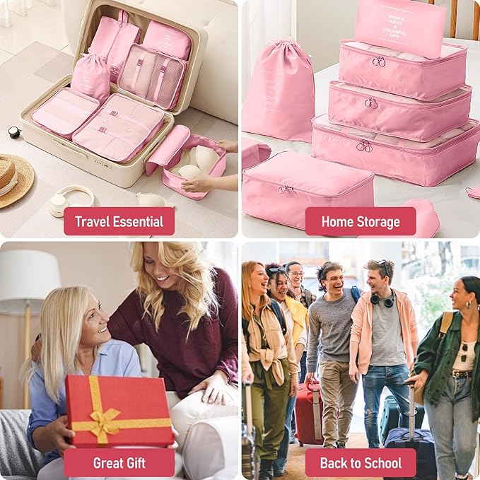 Packing Cubes for Travel - 10 Set Luggage Organizer Bags for Family, Mesh Breathable Travel Packing Cubes for Suitcases Durab