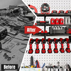 33" W Power Tool Organizer with Charging Station, 4 Layers Heavy Duty Metal Tool Storage Rack Wall Mount 8 Cordless Drill Hol
