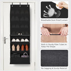 STORAGE MANIAC Over the Door Shoe Organizer with Curtain Dustproof Heavy-Duty Large Deep Pocket Hanging Shoe Organizer for Cl