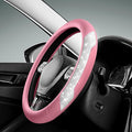 PIC AUTO Steering Wheel Cover, Sparkly Crystal Bling Glitter with Pink Leather, Universal Fit 14.5"-15.5" Car Steering Wheels