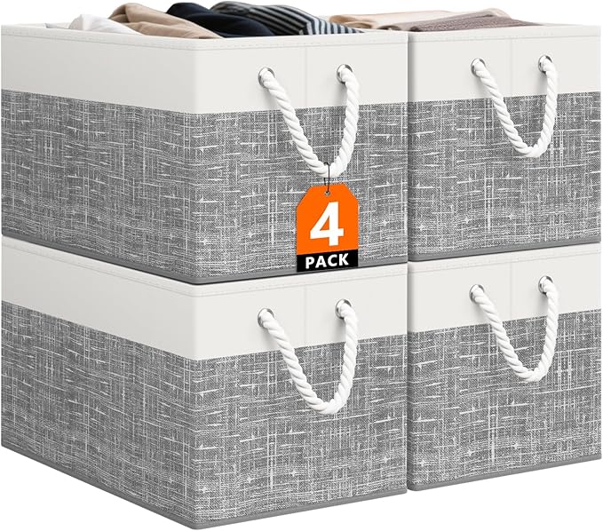 StorageTastic Storage Bin,Collapsible Storage Basket For Organizing,Large Storage Boxes With Rope Handles,Storage Containers,