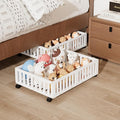 Bamboo Under Bed Storage with Wheels,Rolling Underbed Shoe Organizer Box for Shoes,Blankets,Toys,Clothes Container Space-Savi