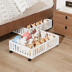 Bamboo Under Bed Storage with Wheels,Rolling Underbed Shoe Organizer Box for Shoes,Blankets,Toys,Clothes Container Space-Savi