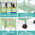 2in1 Baby Diaper Caddy Organizer Cart, 3-Tier Rolling Cart, Metal Diaper Caddy Carts, Bedside Carts for Nursery Essentials St