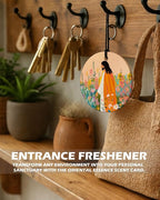 Jesus Christian Round Citrus Car Air Freshener 4 Pcs, Colorful Floral Religious Hanging Air Freshener for Cars Bathroom Dorm 