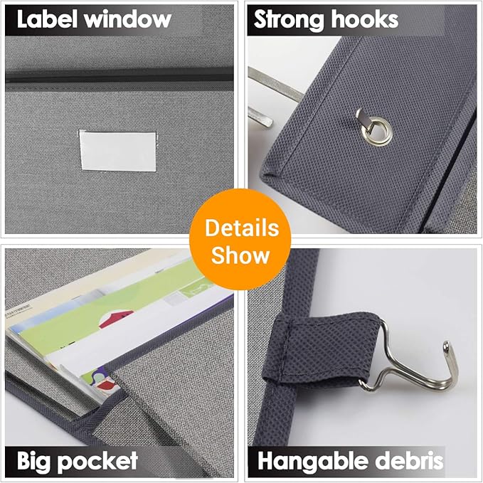 homyfort Over the Door File Organizer, Wall Hanging File Folders with 5 Large Pocket for Mails, Magazines, Back to School Sup