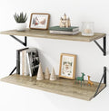 Deep Floating Shelves Wall Mounted, 30"x12" Gray Wall Shelves with Brackets Set of 2 for Bedroom, Living Room, Bathroom, Kitc