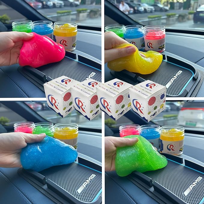 4-Pack Car Cleaning Gels Car Interior Cleaner Putty Slime Auto Detailing Tools Universal Dust Removal Cleaning Kit for Car Ac