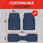 Motor Trend FlexTough Floor Mats for Cars, Blue Deep Dish All-Weather Car Mats, Waterproof Trim-to Fit Automotive Floor Mats for Cars Trucks SUV, Universal Floor Liner Car Accessories
