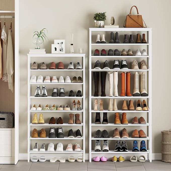 YATINEY 8 Tier Shoe Rack, Shoe Storage Organizer, Large Capacity Shoe Shelf Holds 32 Pairs of Shoes, Sturdy and Stable, for E