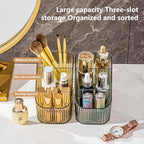 DASITON Large Capacity Makeup Brush Holder,3 Slot Makeup Brush Cup,Vintage striped Make Up Brush Holder,for Vanity Decor,Bath