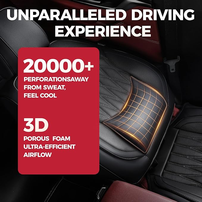 FREESOO Black Car Seat Covers Full Set - Faux Nappa Leather Seat Covers for Cars, Ultra Breathable Waterproof Front Seats Pro