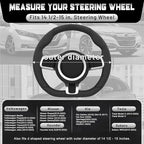 SEG Direct D Shaped Steering Wheel Cover, Flat Bottom Car Wheel Cover 14 1/2-15 in. (37-39 cm), Black and Beige Microfiber Le