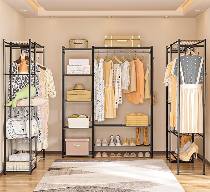 Neprock Wardrobe Closet, Portable Clothing Rack for Hanging Clothes, Free Standing Closet Organizers and Storage System with 