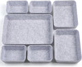 HNYYZL Desk Drawer Organizer,7 Pack Felt Drawer Organizer Shallow Drawer Organizers Felt Storage Bins (Light Gray)