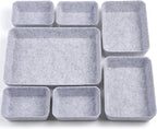 HNYYZL Desk Drawer Organizer,7 Pack Felt Drawer Organizer Shallow Drawer Organizers Felt Storage Bins (Light Gray)