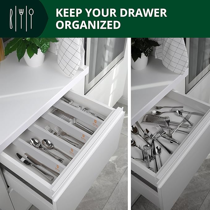 Bamboo Drawer Dividers Organizers, Adjustable Drawer Separator Splitters, 17–22 Inches Expandable Drawer Divider Organizer fo