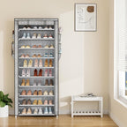 VTRIN Vertical Narrow Shoe Rack Organizer Tall Shoe Rack for Closet Entryway 10 Tier Non-Woven Cover Shoe Shelf Holds 36-41 P
