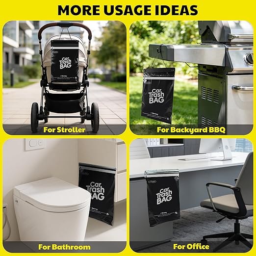 150 Bags Tidyphil Hanging Car Trash Bags Disposable, Leak-proof, Odor Seal. 2 Gallon Car Garbage Bags. Alternative to Car Trash Can, Easy Stick-On Car Garbage Can for Car,SUV,Truck, Vehicle, Stroller.