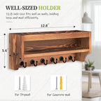 Nekon Key Holder Wall Mount, 12.8" W x 5.6" H x 3.7" D Wall Mounted Key and Mail Organizer with 6 Key Hooks, Key Racks for Ho