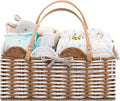 HBlife Large Baby Diaper Caddy, Paper Rope Storage Baskets Nursery Bin with Removable Divider, Portable Car Organizer for Dia