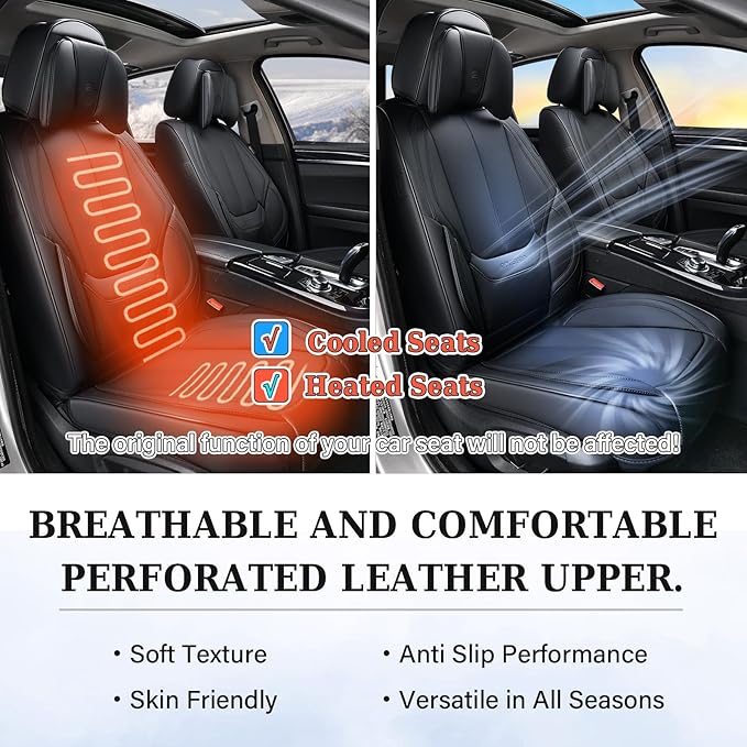 Coverado Universal Seat Covers Front, 2-Pack Universal Seat Covers for Cars, Waterproof Nappa Leather Car Seat Covers with He