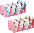 HBlife Pink Acrylic Kids Shoe Rack for Closet Organizers and Storage, Small Shoe Rack 4 Sections Toddler Baby Shoe Storage Or