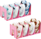 HBlife Pink Acrylic Kids Shoe Rack for Closet Organizers and Storage, Small Shoe Rack 4 Sections Toddler Baby Shoe Storage Or
