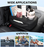 Back Seat Cup Holder for Car, PU Leather Couch Sofa Bed Boat Cup Holder Tray, Organizer for Trucks, Minivans, SUVs, RVs, Vehicles, Holds Drinks, Remote, Snacks, with Side Pockets