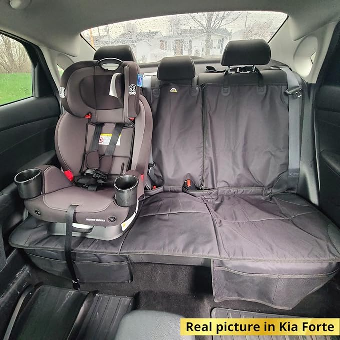 Car Seat Protector, Under Child Car Seats Cover | Waterproof, 3 Functional Rear Belts, Baby Carseat Cushion, Covers Fabric an