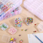Bead Organizer Box, 84pcs Small Plastic Containers with Lids and Labels, 3-Tier Stackable Storage Box, Mini Clear Bead Storag