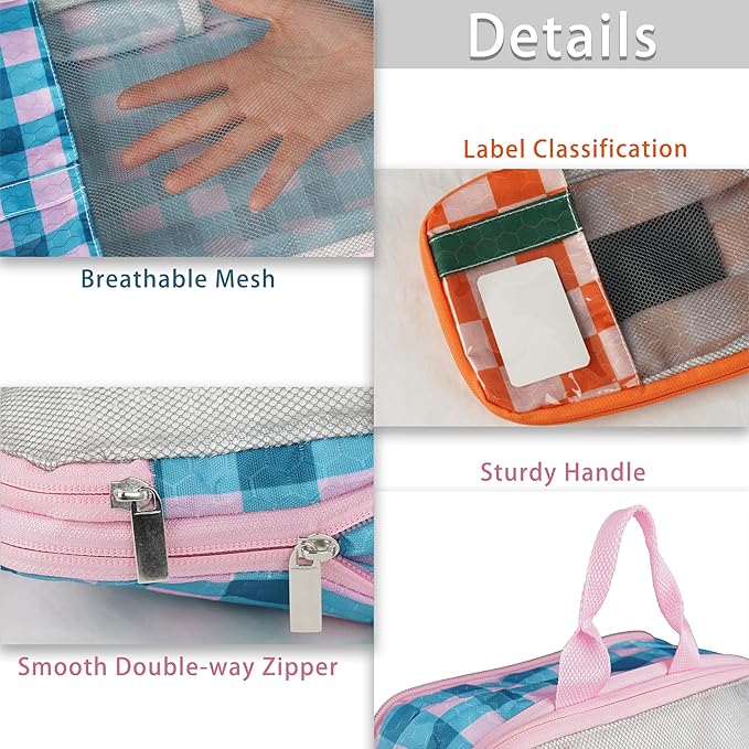 7 Pcs Compression Packing Cubes for Travel Luggage, Lightweight Suitcase Organizer Bags Set, Compression Packaging Cube for T