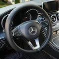 Black Genuine Leather Car Steering Wheel Cover Men Women,Cowhide Wheel Cover,Soft,Breathable,Anti-Slip,Luxury Steering Wheel 
