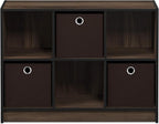 Furinno BASIC Book Shelf, 6-Cube Bookshelf with Open Shelf, 3 x 2 Bookcase with Storage Bins, Closed Back, Horizontal, 11.9 x