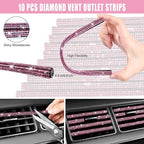 CAR PASS Bling Pink Car Accessories Set for Women, Sparkly Rhinestone Diamond Steering Wheel Cover Seat Belt Cushion Glitter 