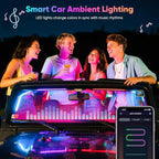 5 in 1 Acrylic LED Lights for Car, RGB Ambient Lighting Car LED Lights Interior with 16 Million Colors, Music Sync,App & USB & Remote Control Interior Car Lights for Dashboard Decorations.