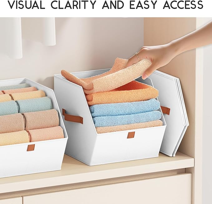 Homsorout Fabric Closet Storage Cubes - 8 Pack Square Storage Bins with Dual Handles for Clothes, Towels, Toys, Cube Storage 