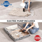 Hanging Vacuum Storage Bags, 4 Pack Hanging Storage Bags for Clothes With Electric Pump, Vacuum Sealed for Suits, Dress, Jack