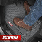 Motor Trend FlexTough™ Heavy Duty Rubber Gray Car Floor Mats All Weather & Jumbo SUV Cargo Liner Full Set - Universal Trim to Fit Automotive Floor Mats & Trunk Mats for Cars Interior Accessories