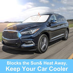 TINGLU Sun Shade for Infiniti QX60 2014-2021 Accessories Windshield Sun Shade Window Shade UV Rays Protection Sun Visor Cover with Steering Wheel Sunshade Storage Bag