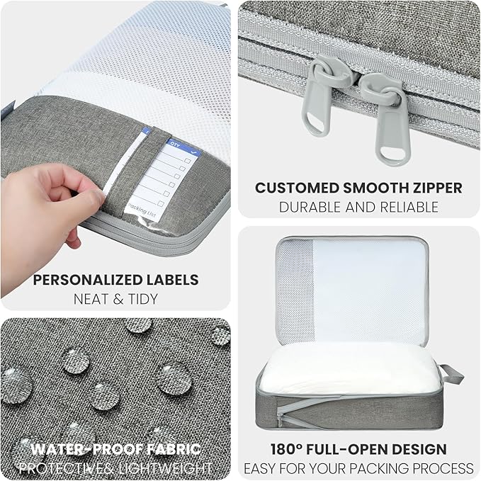 Compression Packing Cubes for Travel, Lightweight Vacation Travel Essentials, Travel Accessories for Suitcase Organizer Bags 