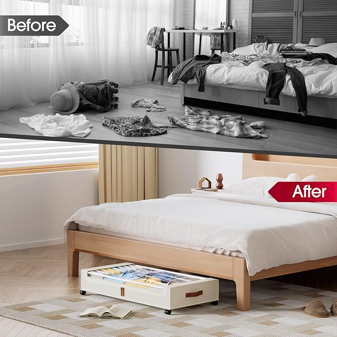 Yecaye Under Bed Storage with Wheels 2Pack, 70L Larger Capacity Under Bed Storage Containers, Underbed Shoe Storage Organizer