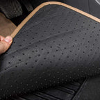 CAR PASS Beige Car Floor Mats, Edge Leather Waterproof Car Mats with Double Stitch Line and Anti-Slip Backing Design, Fit 95%