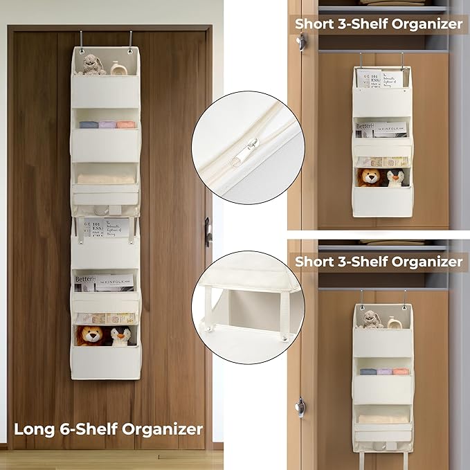 GRANNY SAYS Over The Door Organizer, 6-Shelf Detachable Behind the Door Storage with 8 Pockets, Waterproof Anti Tilt 40lb Lar